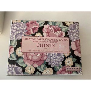Chintz Creative Papers By Piatnik Austria Rose Bridge Playing Cards in Box 1960s